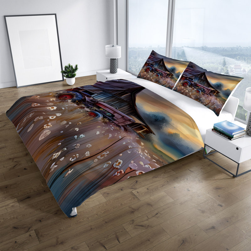 Polyester Abstract Duvet Cover, King Duvet Cover + 2 King Shams