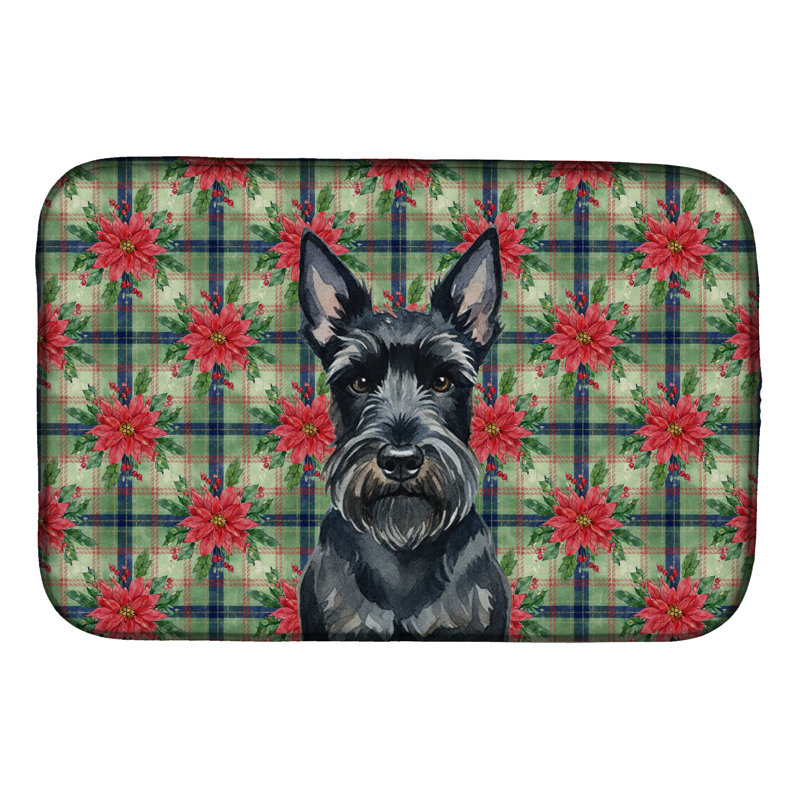 Tapis de vaisselle Scottish Terrier Christmas PoinsettIas