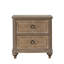 Grand lit rustique en chêne avec 2 tables de chevet, pieds uniques et tête de lit tapissier pour un décor de chambre à coucher traditionnel-1295969287