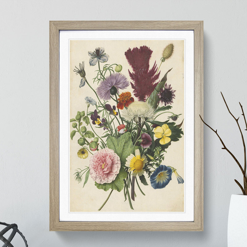 Flowers by Herman Henstenburgh - Picture Frame Graphic Art, Walnut Framed, 65cm H x 48cm W x 2cm D