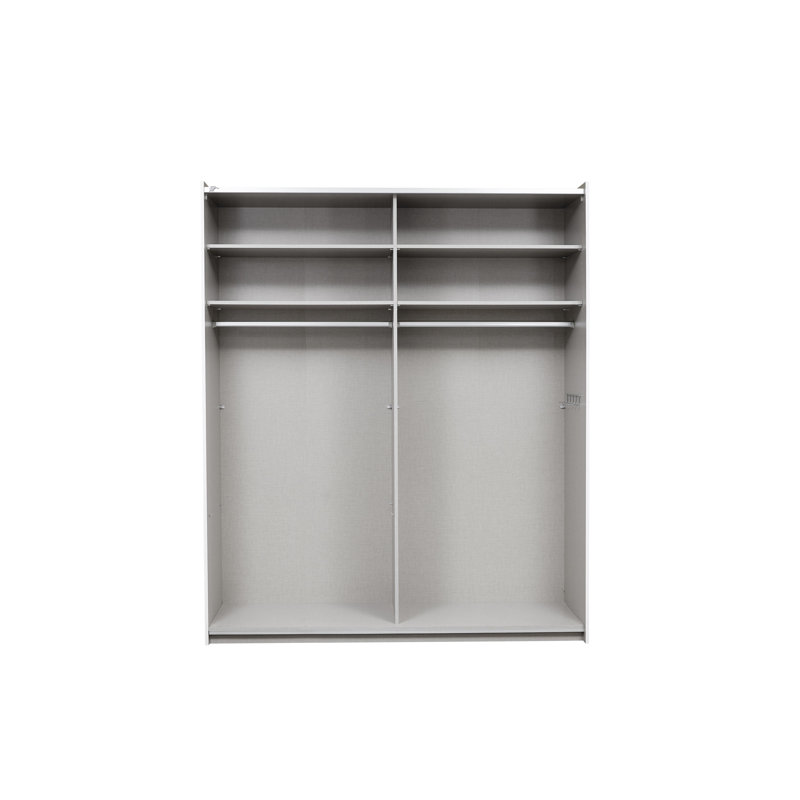 Santiago Wardrobe with Mirror and Three Different Equipment Options, 210cm H x 175cm W x 59cm D, White with Mirror