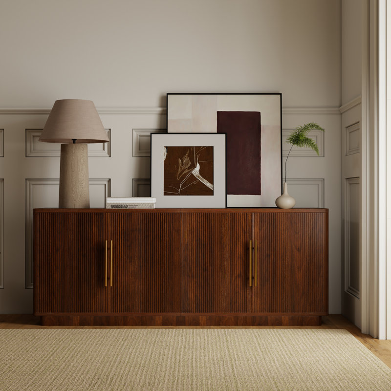Meuble télé 70 po pour téléviseur de 78 po ou moins avec rangement, Bois brun