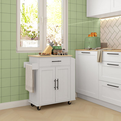 Chariot de cuisine avec plateau en bois manufacturé Sicilee