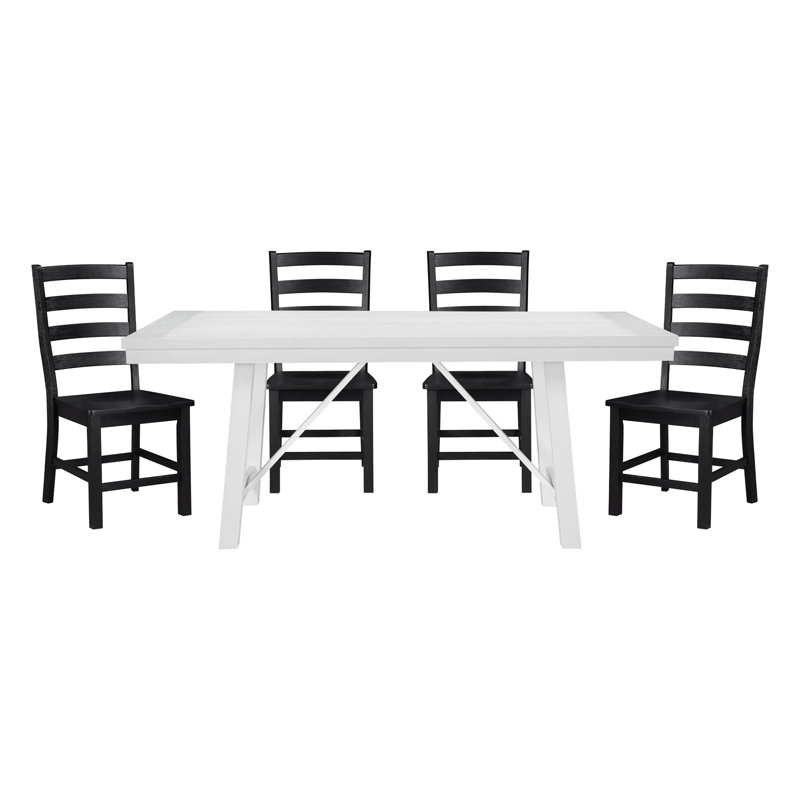 Ensemble de table de salle à manger 5 pièces Modern Modern, Noir blanc, Ensemble de 5 pièces : table, 4 chaises