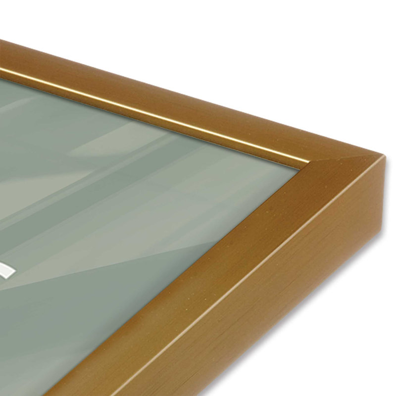 Green Retro Bauhaus Poster II Print, Polished Gold, 37.25" H x 25.25" W x 1.25" D
