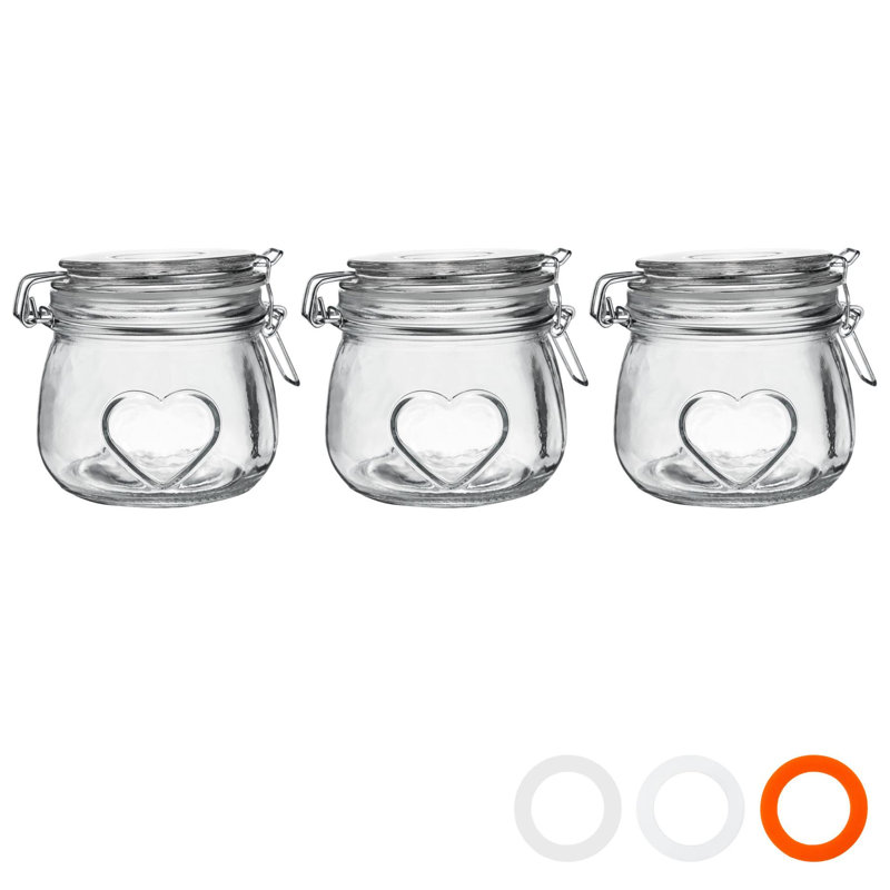 Nicola Spring - Heart Glass Storage Jars, Clear, 10.4cm H x 12.5cm W x 10.7cm D