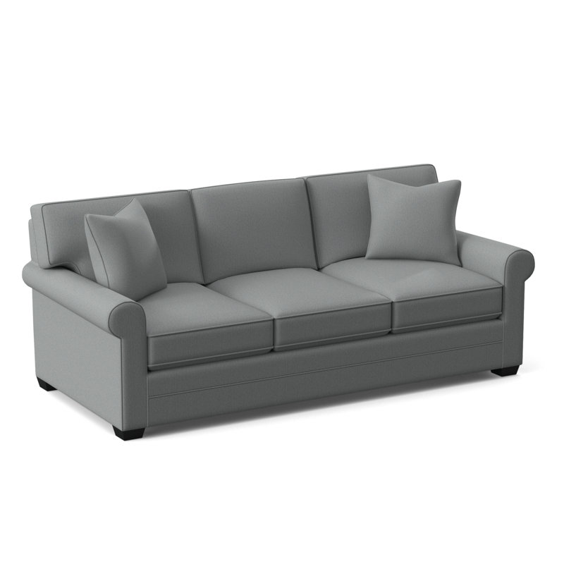 Bedford 86'' Upholstered Sofa, Light Blue Performance Fabric; 0851-55, Black Finish