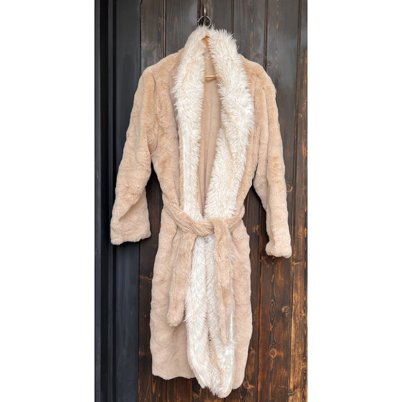 Manteau ivoire en fausse fourrure de luxe, S / M, Beige