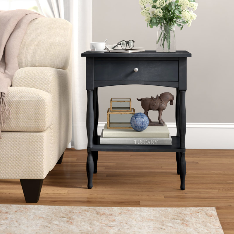 Shaker Cottage End Table Drawer & Shelf, Charcoal Gray, Charcoal