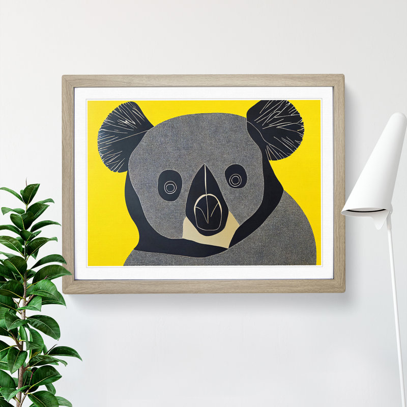 An Abstract Koala Bear - Framed Print, 34cm H x 46cm W x 2cm D, Oak