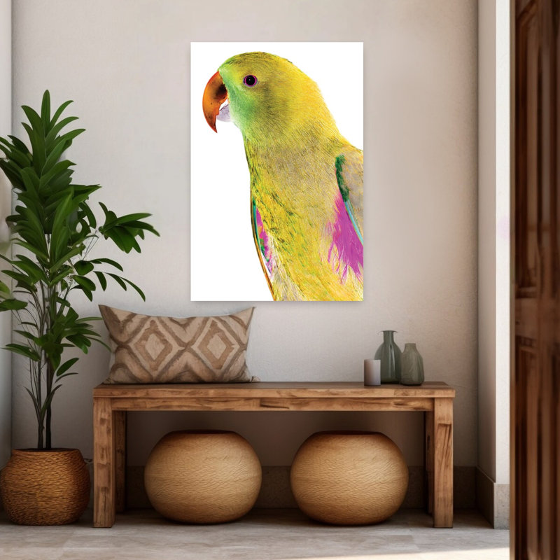 Art contemporain, oiseau abstrait, art tropical, H 48 po x l 32 po