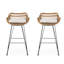 Deux fauteuils d'extérieur avec faux coussins d'eau - conception classique, siège de tabourets de bar de 28,75 pouces, finition grise