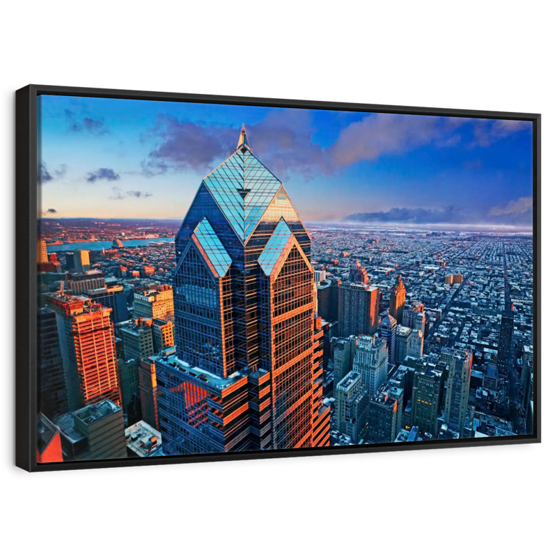 Tour et horizon de Philadelphie, 46 po x 31 po, Cadre flottant noir
