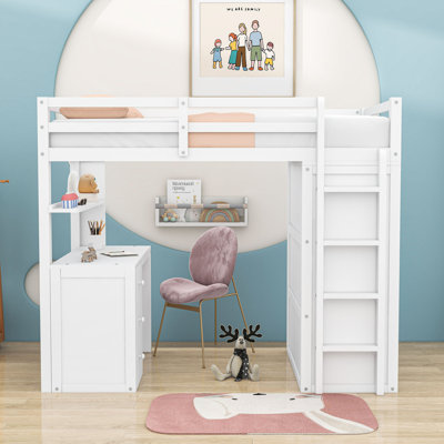 Garip Kids Twin Loft Bed with Drawers