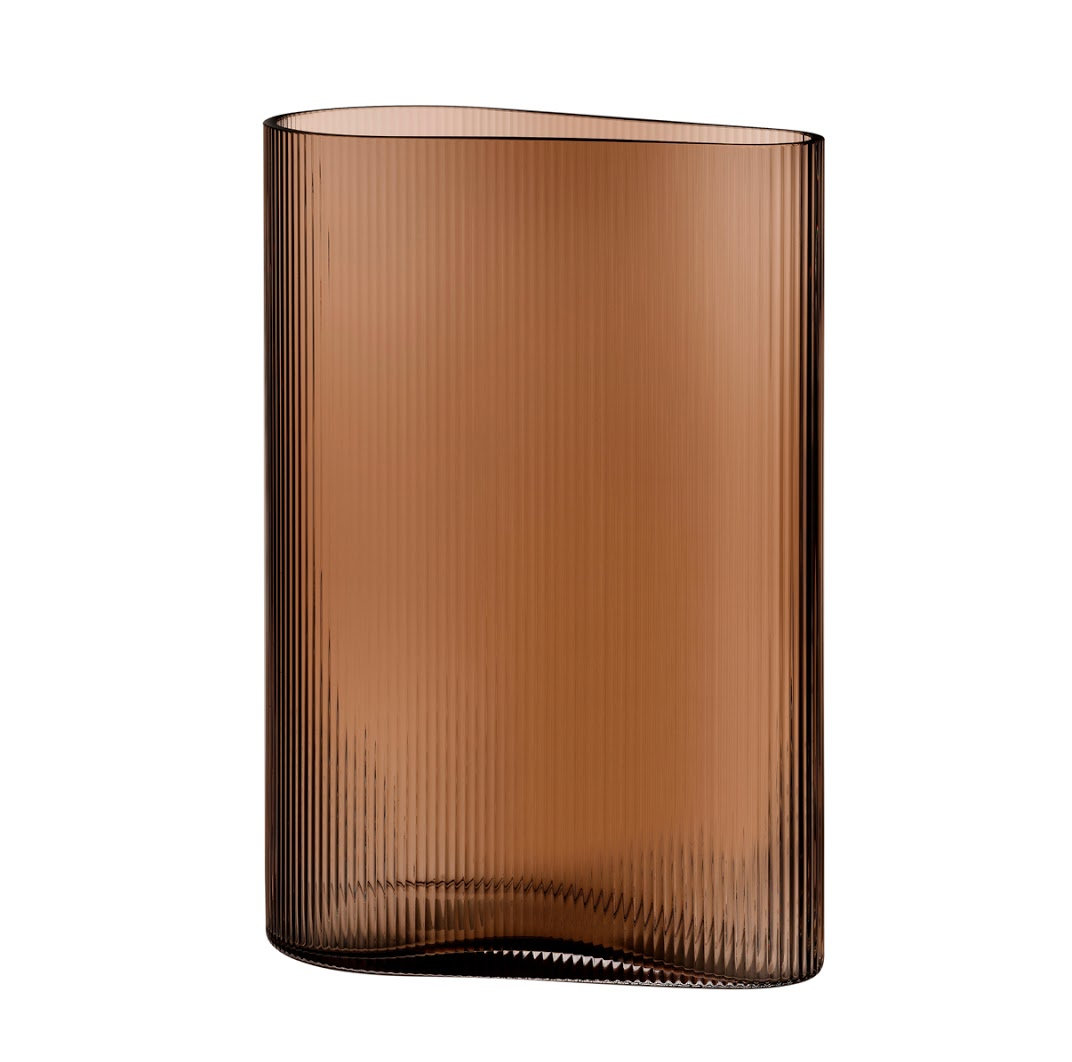 Mist Crystal Table Vase, 11.41" H x 8.07" W x 4.33" D, Caramel