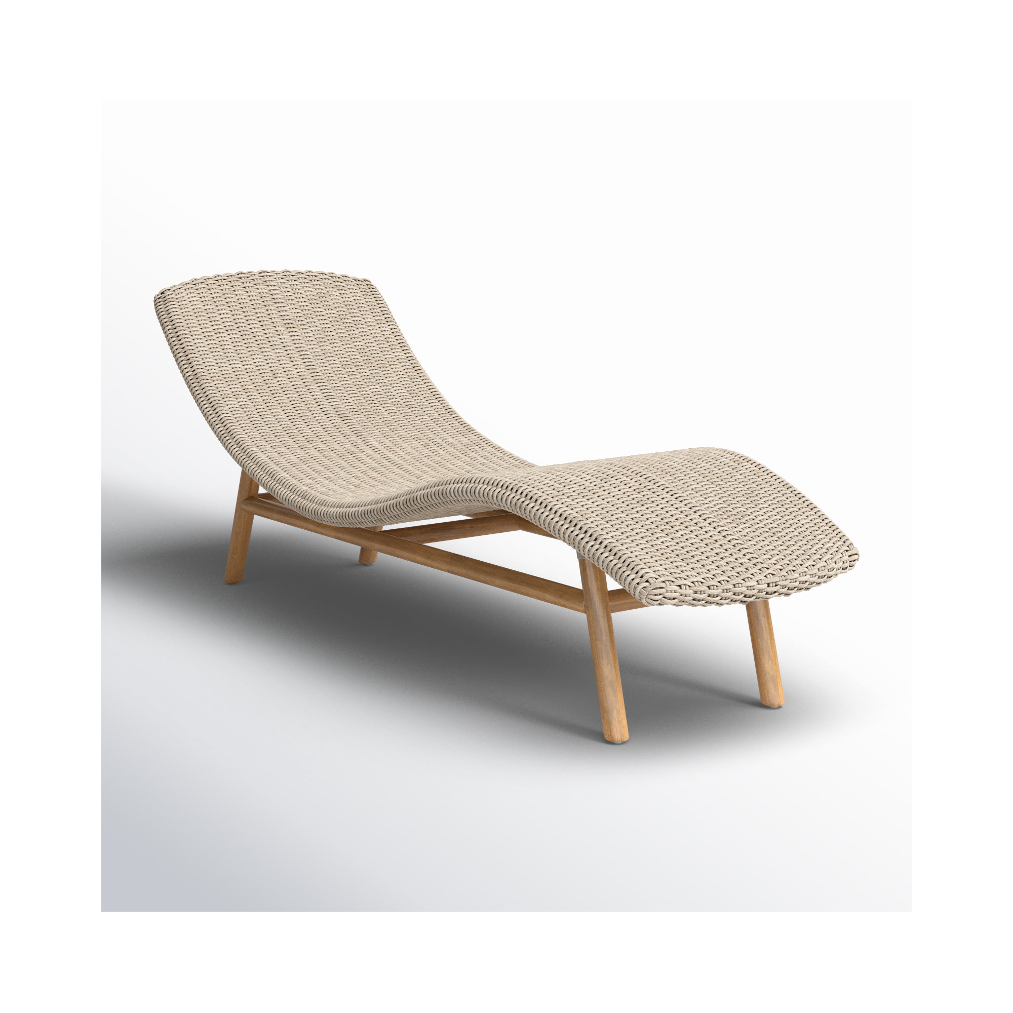 Janine 24'' Outdoor Teak Chaise Lounge, Natural Teak, White