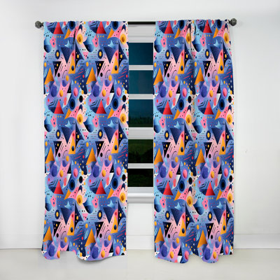 Multicolore motif géométrique cool et triangulaire - Rideau abstrait en velours - 1 panneau