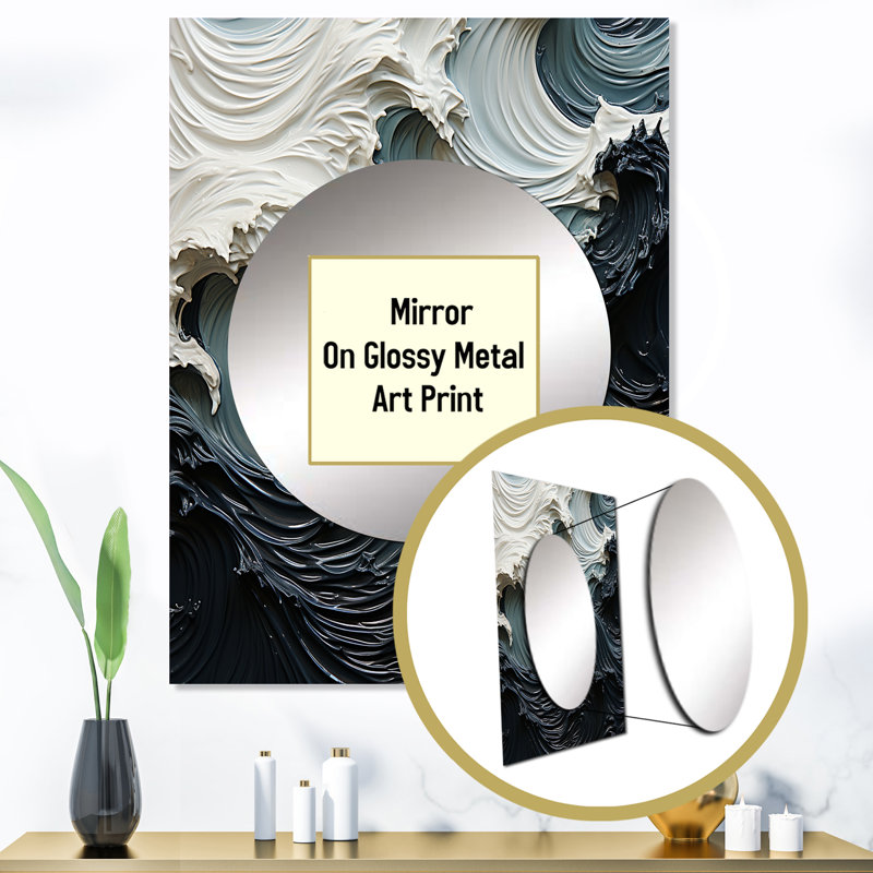 Abstract Blue Ocean Storm II - Coastal Mirror Wall Decor MTMIR108699, 40" x 30"