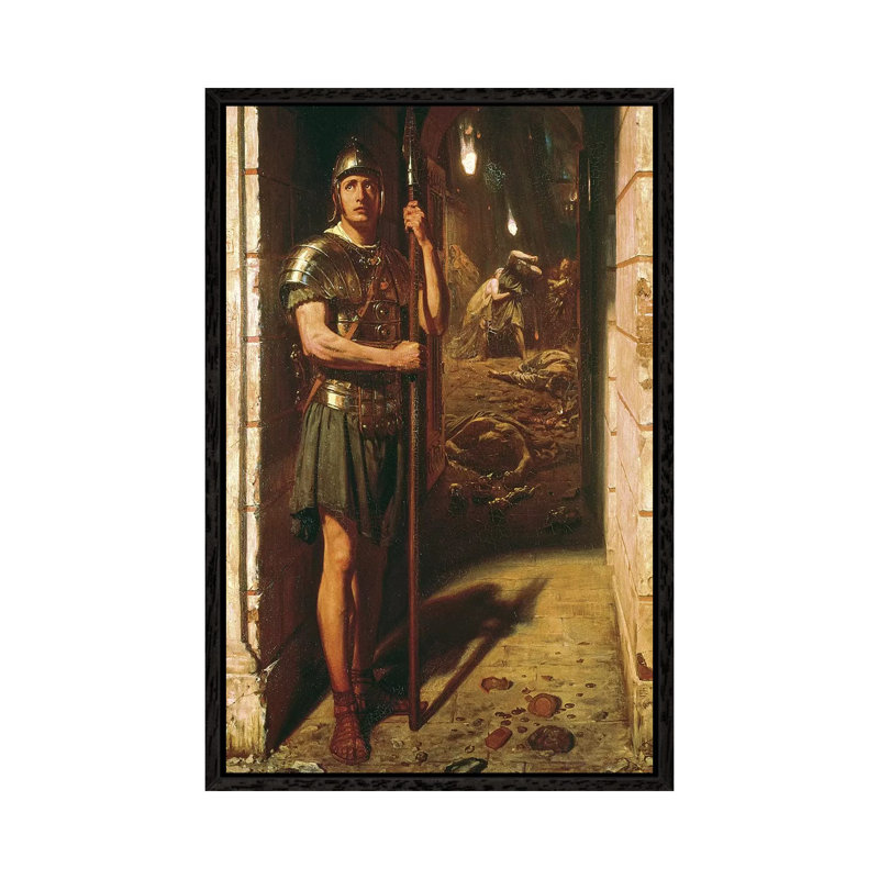 Faithful Unto Death, 1865 by Edward John Poynter - Painting on Canvas, Black Framed, 66.04cm H x 45.72cm W x 3.81cm D