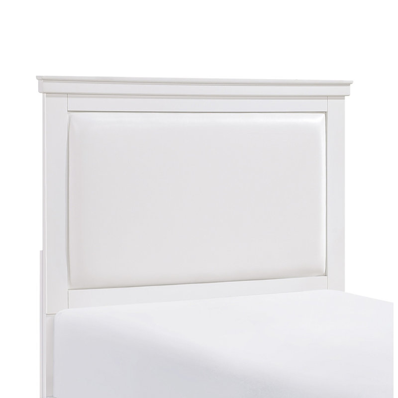 Vegan Leather Standard Bed, White, Queen