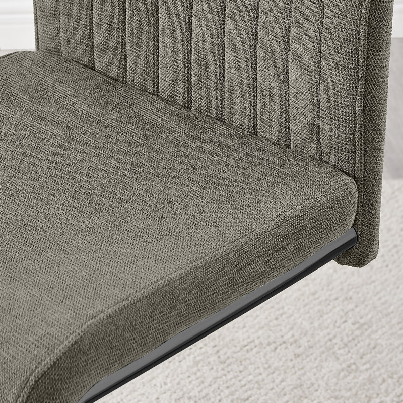 Loren Luxury Fabric Dining Chairs with Legs Upholstered Modern Design - Side Chair, Grey, Black