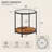 Modern Round End Table with Glass Top, Wood Shelf & Metal Frame for Living Room Bedroom-427443252