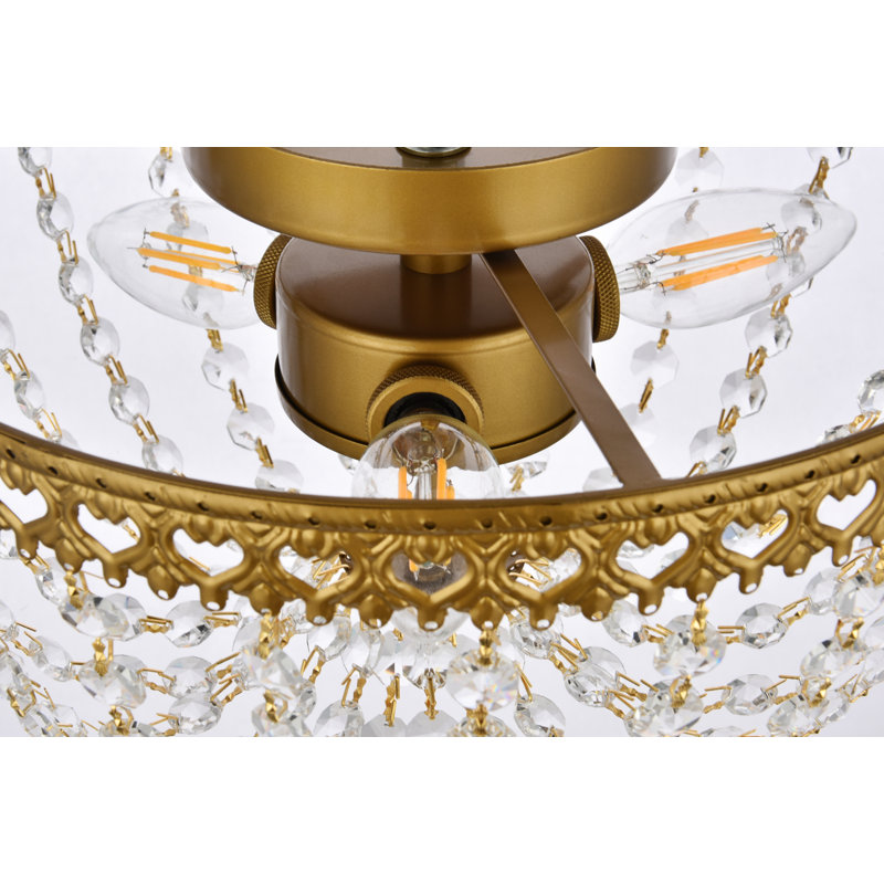 Attahrawi 3-Light Flush Mount, 7.5" H x 12" W x 12" D, Brass