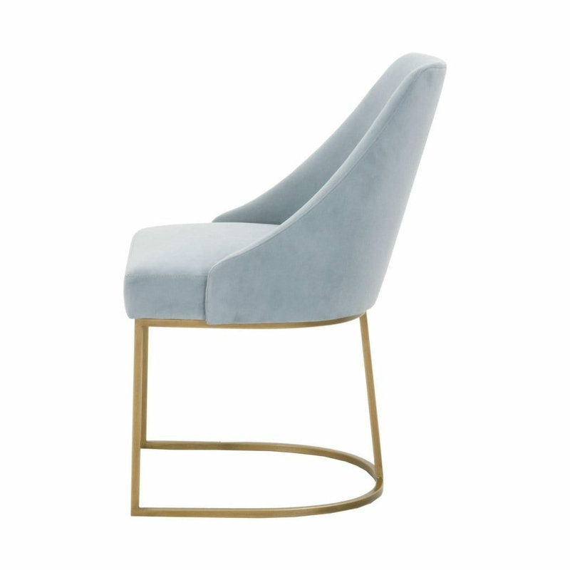 Chaise d'appoint rembourrée en tissu Parissa, Bleu sarcelle, Or brossé