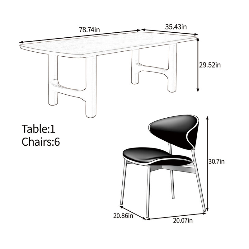 Ensemble de grande table stable et durable, H 29,52 po x L 78,74 po x l 35,43 po
