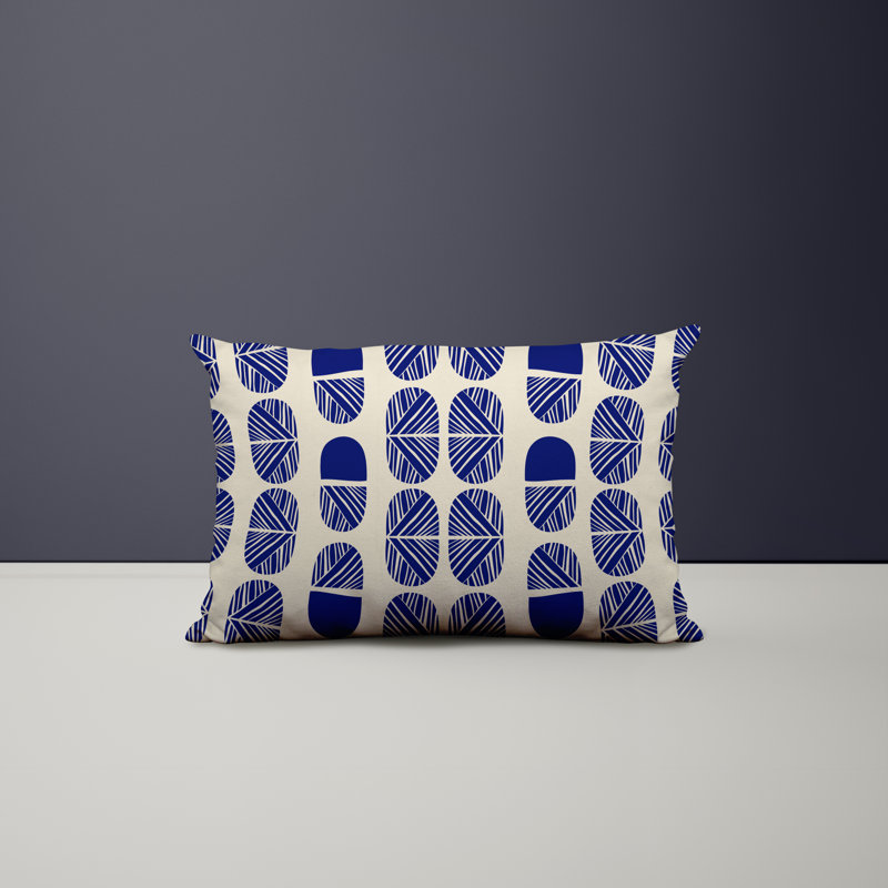 Polyester/Polyester Blend Lumbar Rectangular Indoor/Outdoor Pillow Cover & Insert, Navy Blue