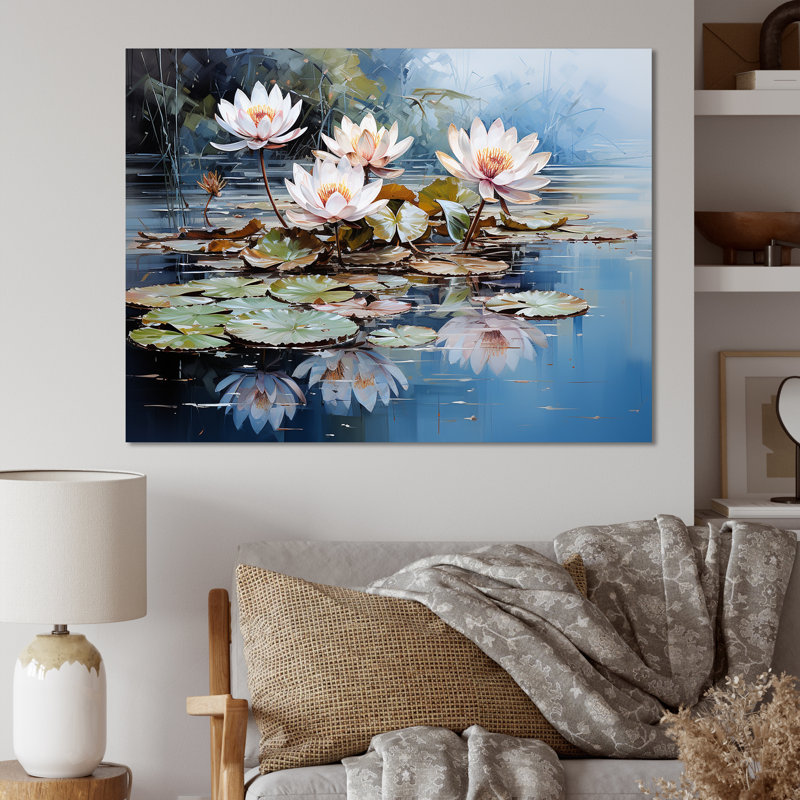 «Reflection Lotus Stillness Meditation I», art mural sur toile Lotus, Toile tendue, H 12 po x l 20 po