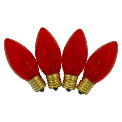 Set Of 4 Orange C9 Transparent Christmas Replacement Bulbs - 3"