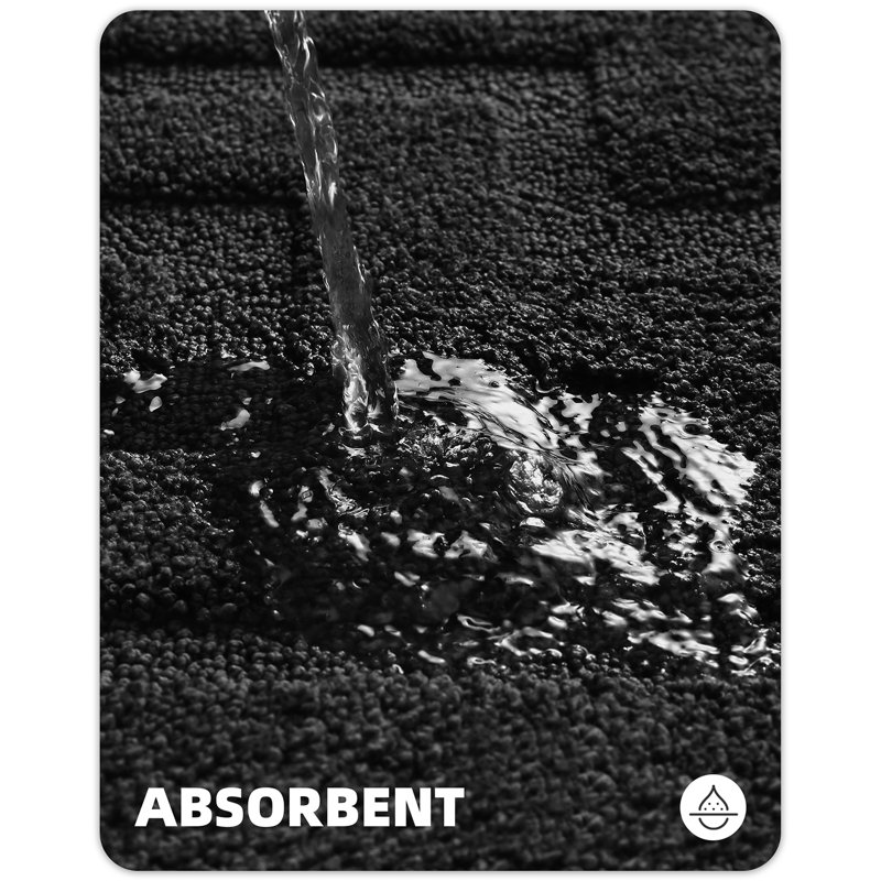 Non-Slip Bath Rug, Black, 20" L x 47" W