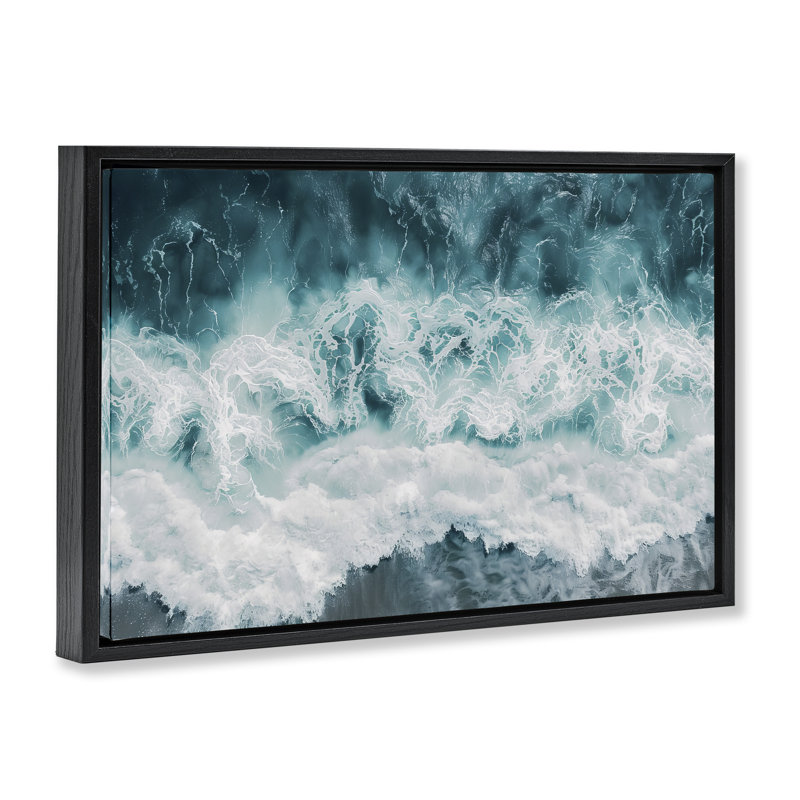 Cadre flottant Coastal Hazy Waters, design par Lazar Studio, Cadre flottant noir de jais, H 17 po x l 25 po