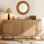 Buffet 61 "à 4 portes avec motif géométrique rectangulaire et base à double baguettes 61"