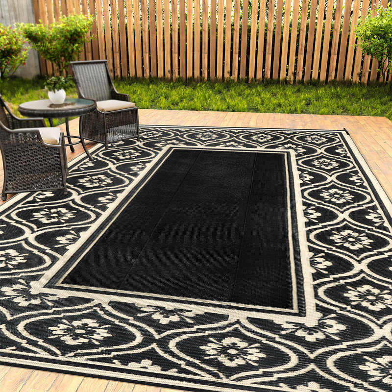 Tapis imperméable extérieur réversible Ellie Brown, Brun, Rectangle 6 pi x 9 pi
