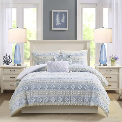 Modern Table Lamp Set Of 2 Touch Control, 27" Tall Blue Art Bedside Lamp With USB Ports, 3-Way Dimmable Hand Crafted Nightstand Lamps With White Shade For Living Room Bedroom Office