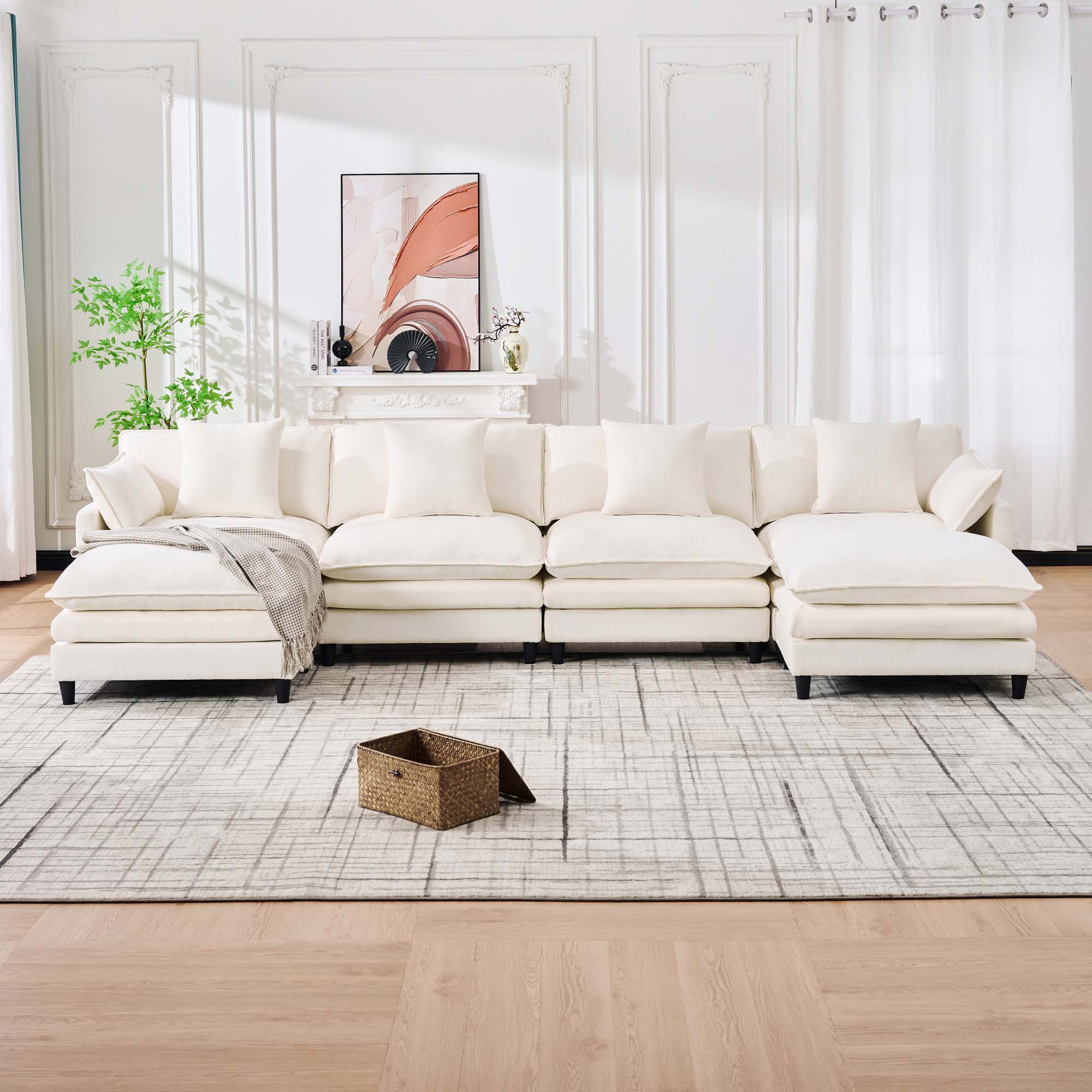 Latitude Run® 140.9-Inch U-Shaped Modular Sectional Sofa With Movable ...