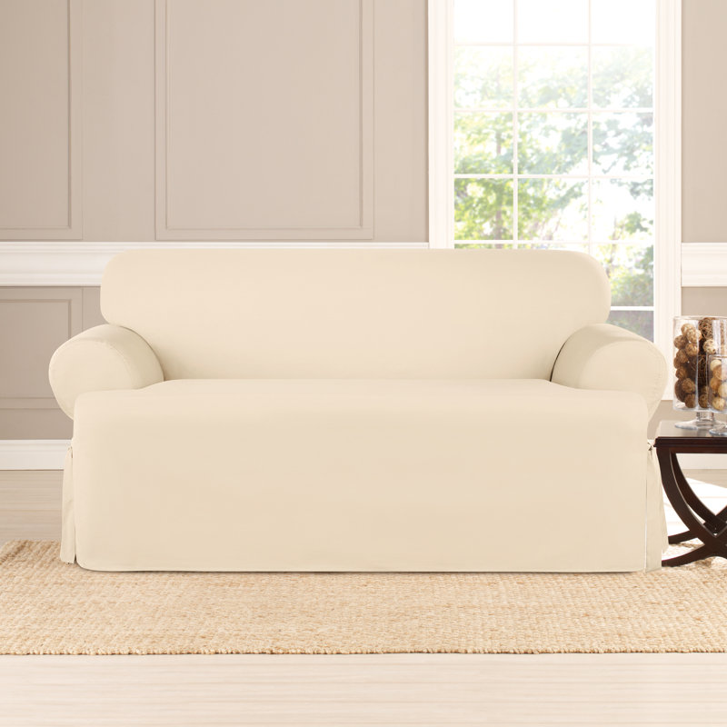 Pacific Blue Heavyweight Cotton Duck T-Cushion Loveseat Slipcover
