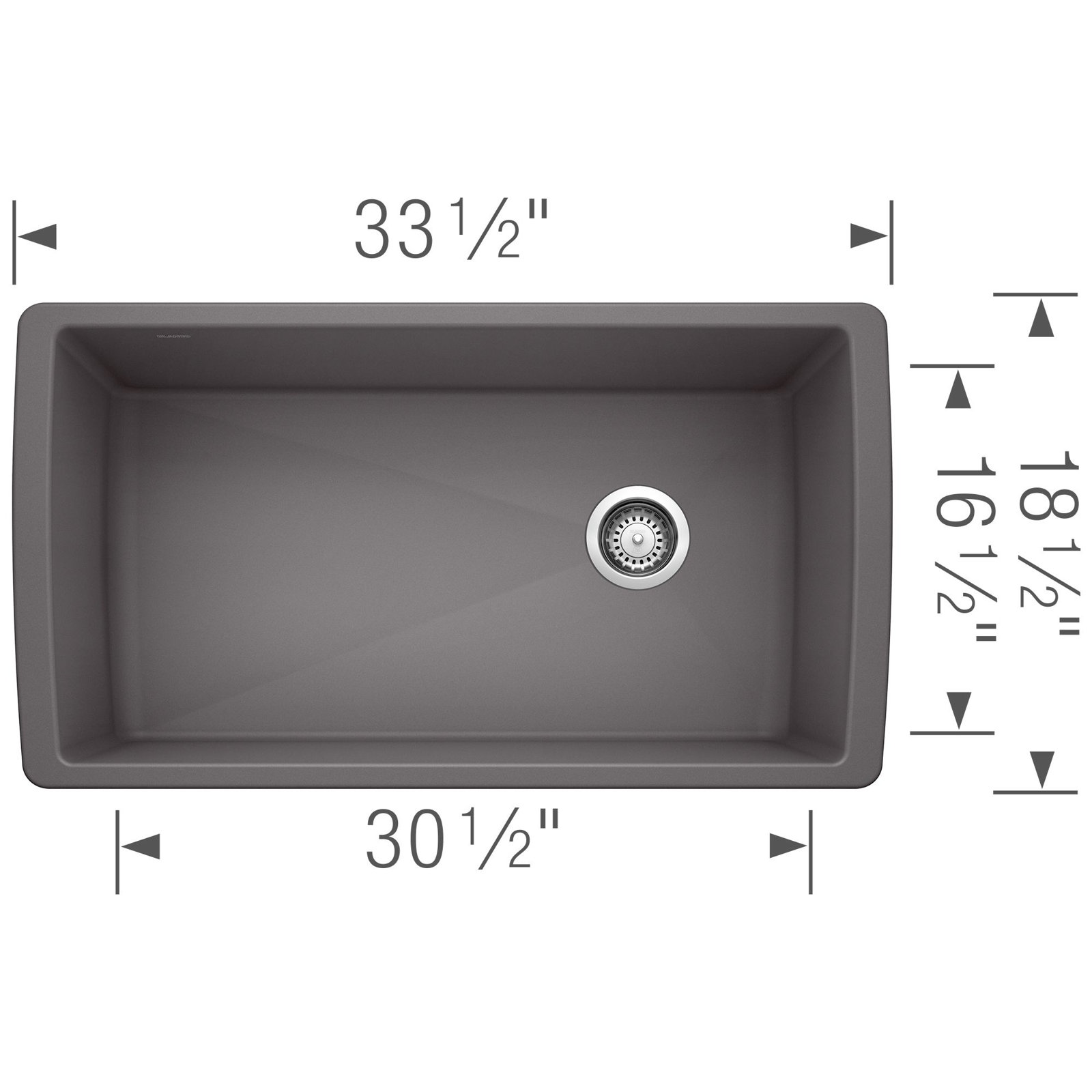 Diamond SILGRANIT 33" Undermount Kitchen Sink, Cinder