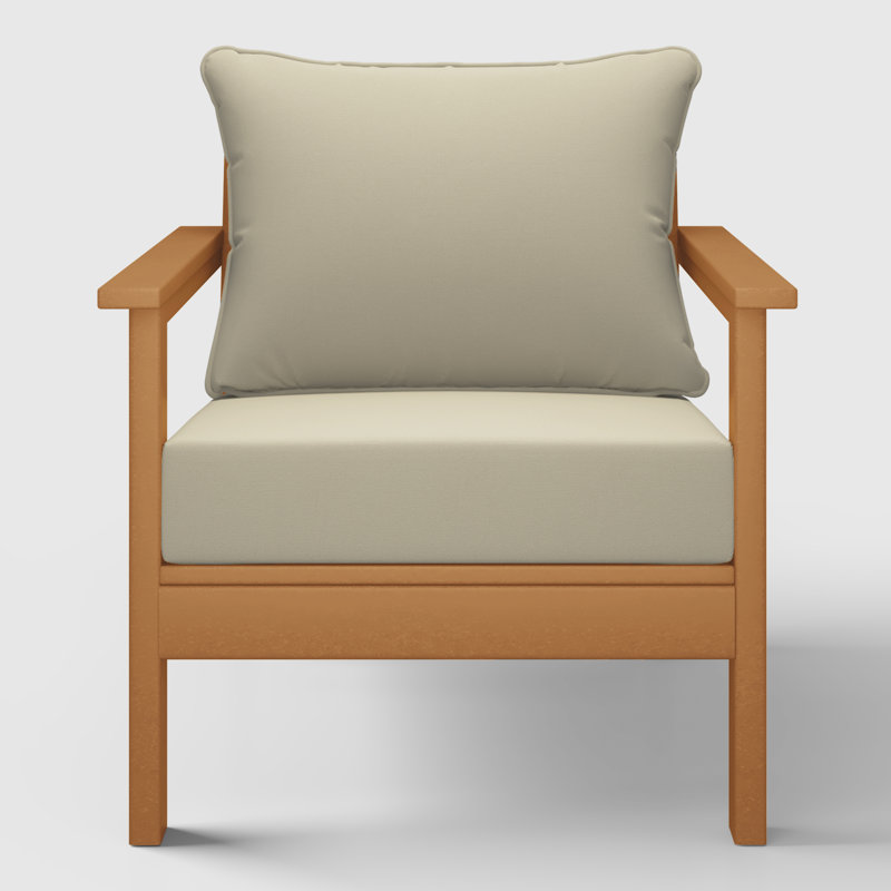 Chaise profonde avec coussins (ensemble de 2), Beige, Teck
