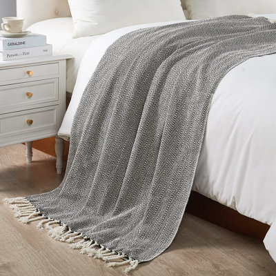 Herringbone Textured Throw Blanket