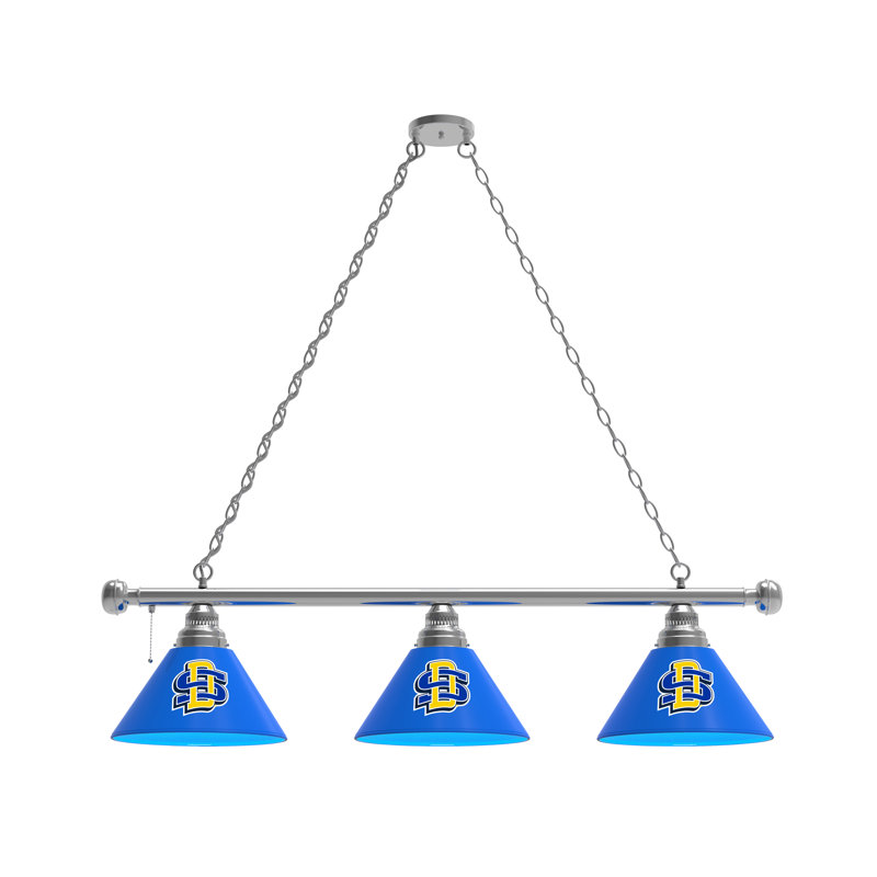 3 - Light Pool Table Lights Pendant, Chrome, South Dakota State Jackrabbits