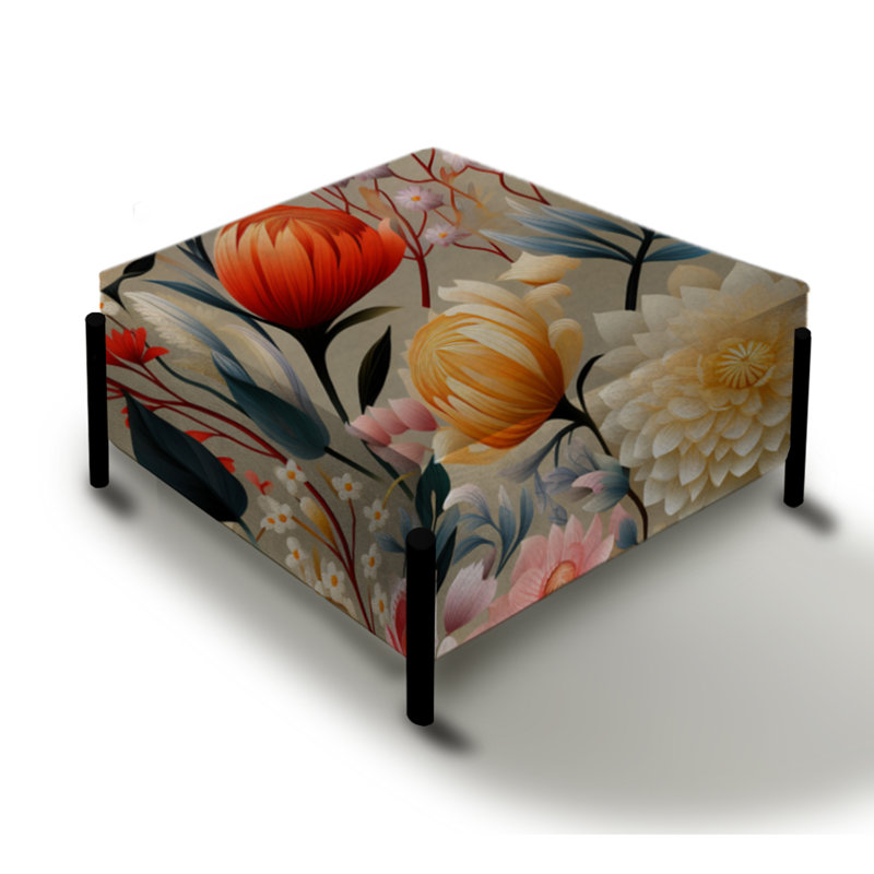 Beige et rose coquelicots Expression - grand repose-pieds carré éclectique