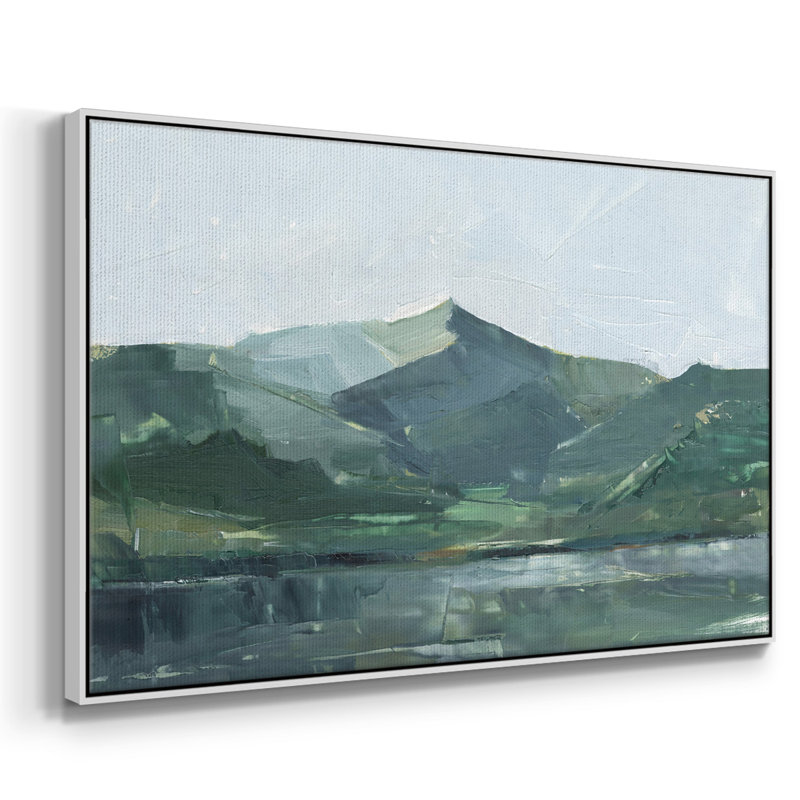 Green Grey Mountains I, reproduction d'art sur toile, H 17 po x l 25 po x P 2 po, Blanc