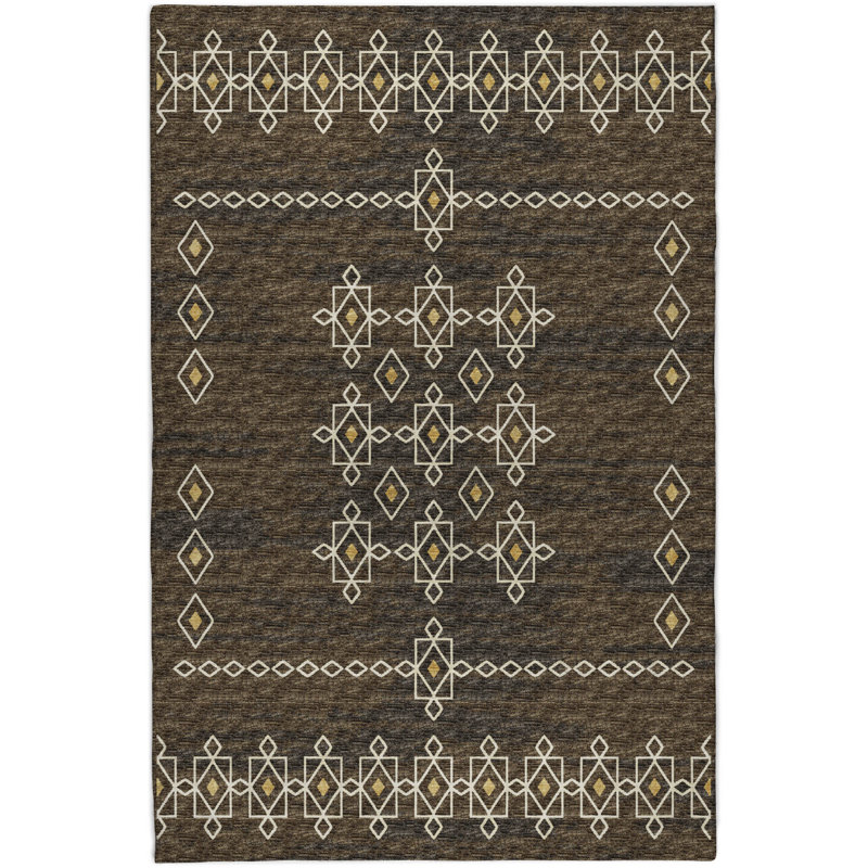 Premium Machine Washable Dream Shag ADS109 Tribal Rug, 8' x 10', Brown