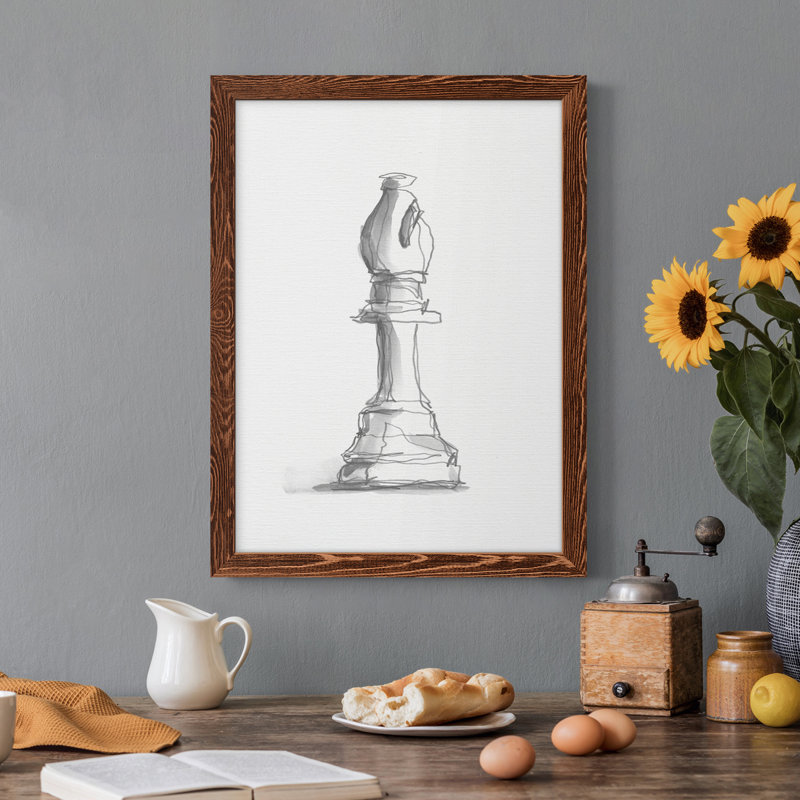 «Chess Room Study IV», toile encadrée de qualité supérieure - prête à être accrochée, H 20 po x l 17 po x P 1 po