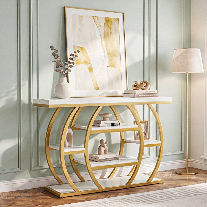 Console 41,33 po or avec tablettes de rangement