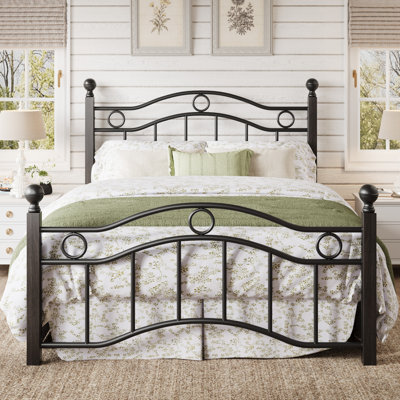 Heavy Duty Metal Bed Frame with Elegant Arched Headboard, Classic Style