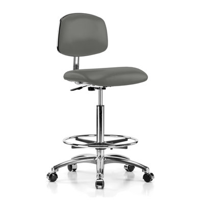 Chaise en vinyle pour salle blanche avec anneau de pied Arista PERCH | Hauteur du banc haut: 21 à 31 po
